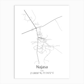 Najasa,Cuba Minimalist Map Art Print