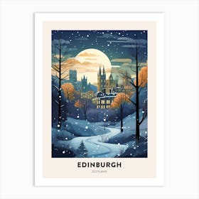 Winter Night  Travel Poster Edinburgh Scotland 2 Art Print