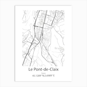 Le Pont De Claix,France Minimalist Map Art Print