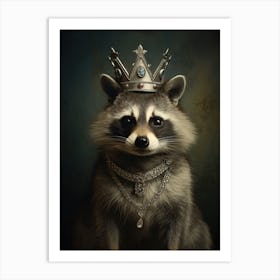 Vintage Portrait Of A Cozumel Raccoon Wearing A Crown 4 Art Print