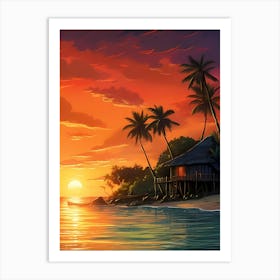 Sunset On The Beach 8 Art Print