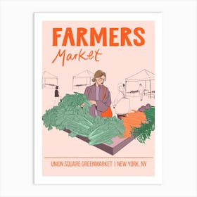 NYC Union Square Farmers Market Vintage Poster Art Print