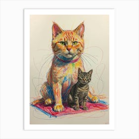 Cat And Kitten Art Print