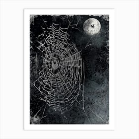 Art Grey Decor Design Halloween Horizontal Grunge Skittish Dark Spiders Web Net Silhouet (16) Art Print