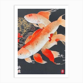 Benigoi Koi Fish 1, Ukiyo E Style Japanese Art Print