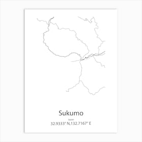 Sukumo,Japan Minimalist Map Art Print