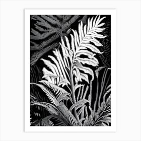 Huperzia Fern Linocut Art Print