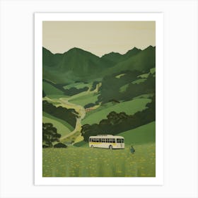 Bus In A Field Art Print