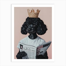 A Black Poodle Dog Wearing A Crown Póster