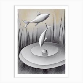 Two Fish Jumping Over A Pond Art Print