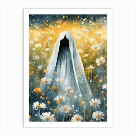 Sheet Ghost In A Field Of Flowers Painting (21) Art Print