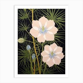 Flower Illustration Love In A Mist Nigella 7 Art Print