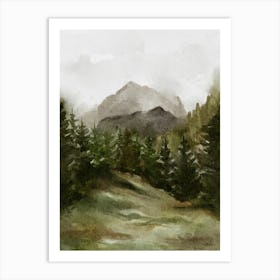 Watercolor Of Mountains Art Print