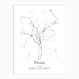 Presov,Slovakia Minimalist Map Art Print