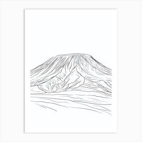 Mount Kilimanjaro Tanzania Line Drawing 6 Art Print