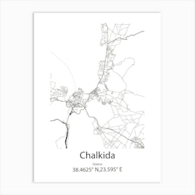 Chalkida,Greece Minimalist Map Art Print