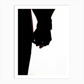 Silhouette Of Couple Holding Hands Art Print