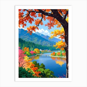 Autumn Trees On The River Art Print