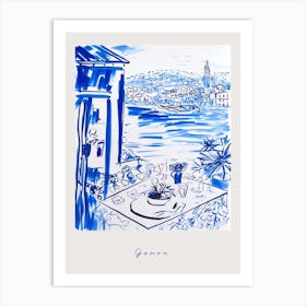 Genoa Italy Blue Drawing Poster Art Print