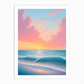 Sunset At The Beach By Person Art Print