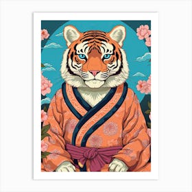 Tiger Illustrations Wearing A Kimono 4 Art Print