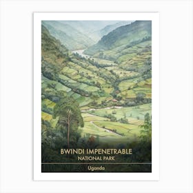 Bwindi Impenetrable National Park Uganda Watercolour 3 Art Print