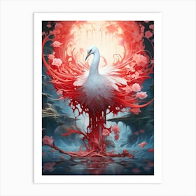 Swan Floral Art Print