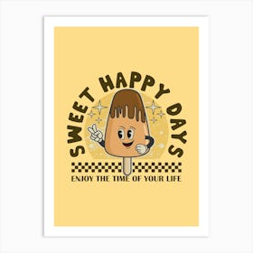 Retro Wall Art Vintage Decor Retro Cartoon Printable Art Retro Vintage Wall Art Sweet Happy Day Trendy Retro Poster Art Print