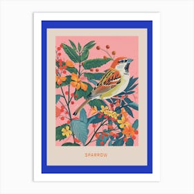 Spring Birds Poster Sparrow 1 Art Print