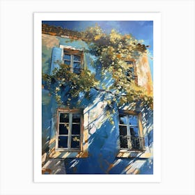 Blue House With Blue Shutters Art Print