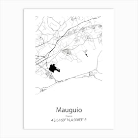 Mauguio,France Minimalist Map Art Print