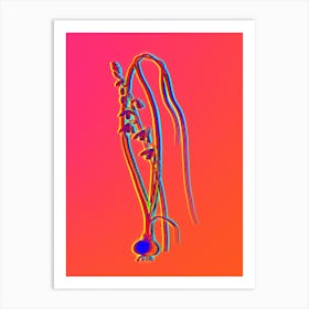 Neon Albuca Botanical in Hot Pink and Electric Blue n.0329 Art Print