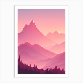 Misty Mountains Vertical Background In Pink Tone 55 Art Print