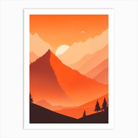 Misty Mountains Vertical Composition In Orange Tone 48 Art Print