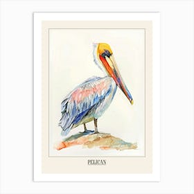 Pelican Colourful Watercolour 4 Poster Art Print