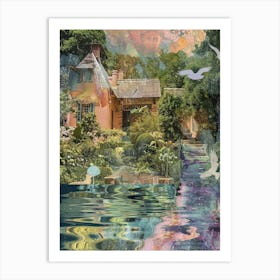 Monet Pond Fairies Scrapbook Collage 7 Art Print