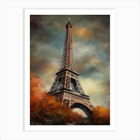 Eiffel Tower Paris France Oil Painting Style 16 Art Print