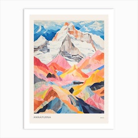 Annapurna Nepal 1 Colourful Mountain Illustration Poster Art Print