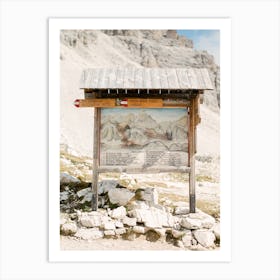 The Road To Adventure Hiking Signage In The Dolomites Italy Art Print