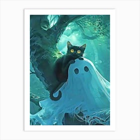 Ghost And Cat Art Print