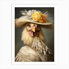 Victorian Animals Portrait, Royal Chicken Vintage Print, Renaissance Animal, Dark Moody Animal Poster, Altered Art, Animal Lover Gift Art Print