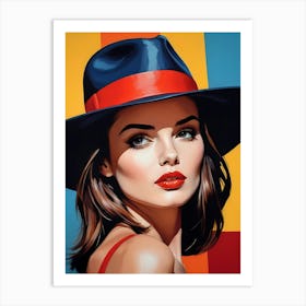Woman Portrait With Hat Pop Art (93) Art Print