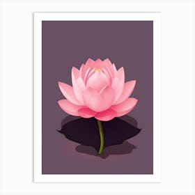 A Pink Lotus In Minimalist Style Vertical Composition 81 Art Print