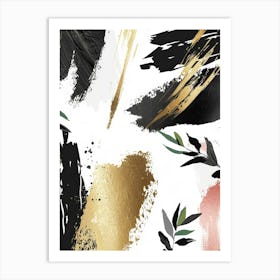 Gold And Black Abstract Painting 20 Art Print