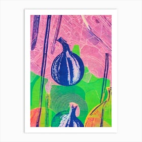Onion 2 Risograph Retro Poster vegetable Art Print