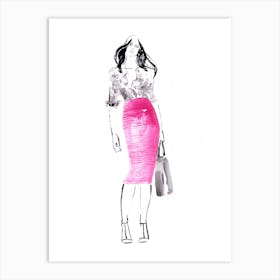 Woman In Pink Skirt Art Print