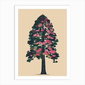 Redwood Tree Colourful Illustration 1 Art Print