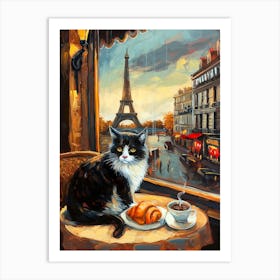 Cafe Cat In Paris Art Print