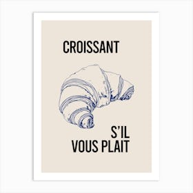 French Breakfast Croissant Poster, Paris Kitchen Decor, Louvre Home Wall Art, French Quote Print Art Print