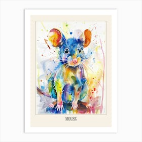 Mouse Colourful Watercolour 2 Poster Art Print